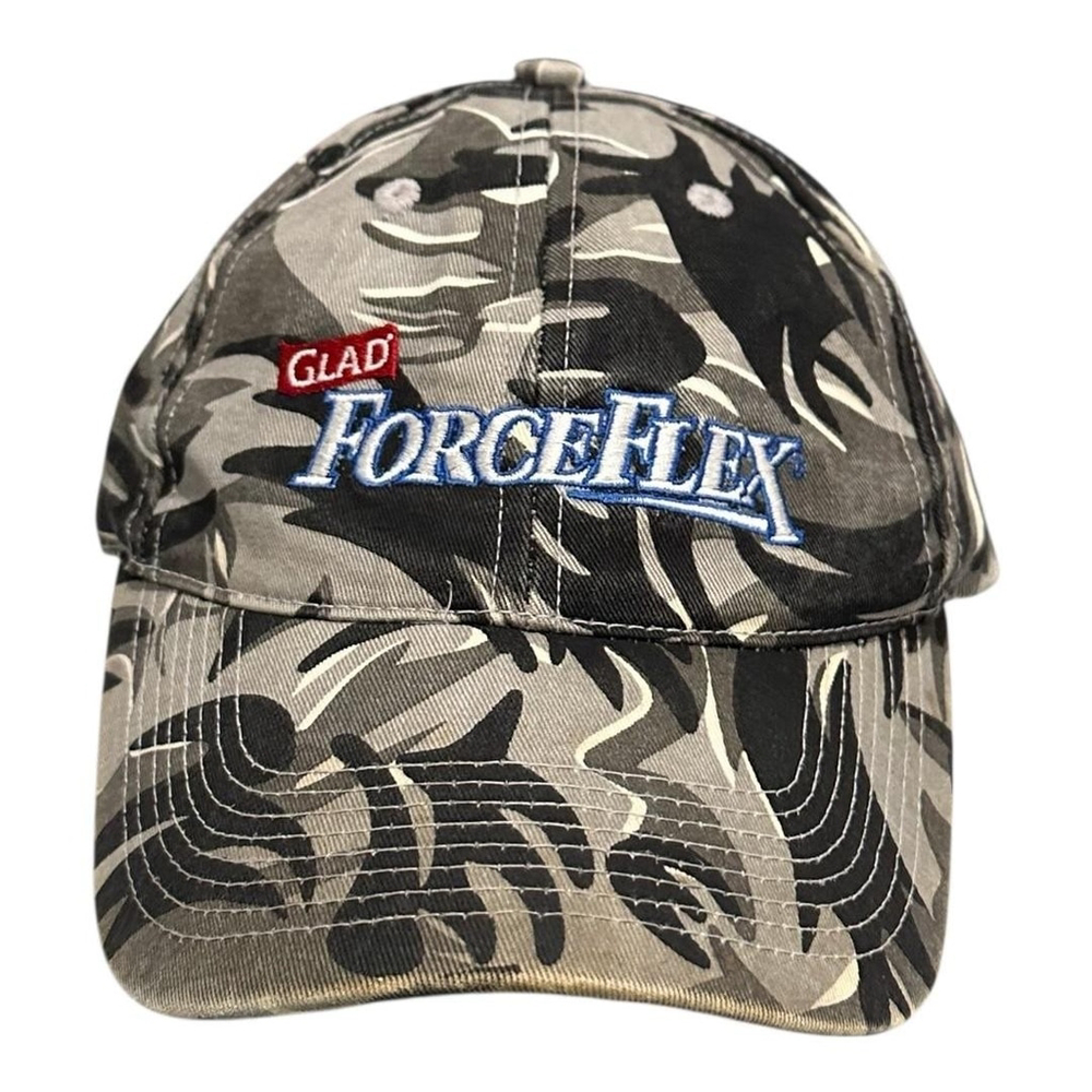 Glad ForceFlex Fersten Hat Cap Strap Back One Size Gray Camo Embroidered Mens